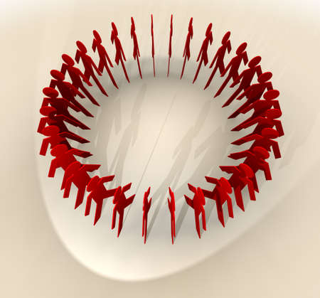 concept with group of men standing in a circle with spot lightの写真素材