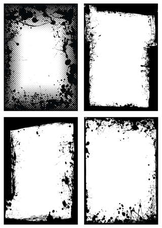 Black ink grunge border with white background and splat effectの写真素材