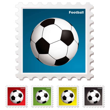 Football sticky stamp sticker concept with traditional ballの写真素材