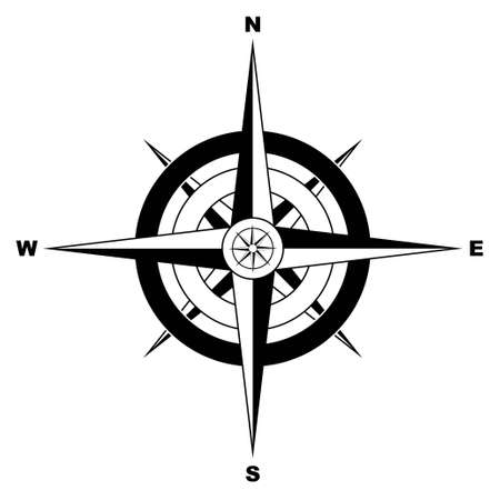 Black and white simple illustrated compass の写真素材