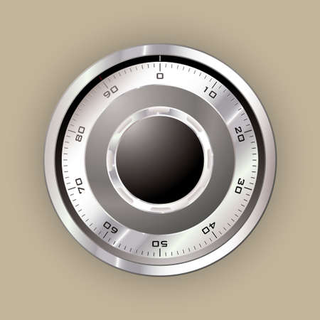 Secure safe dial in silver metal with web conceptの写真素材