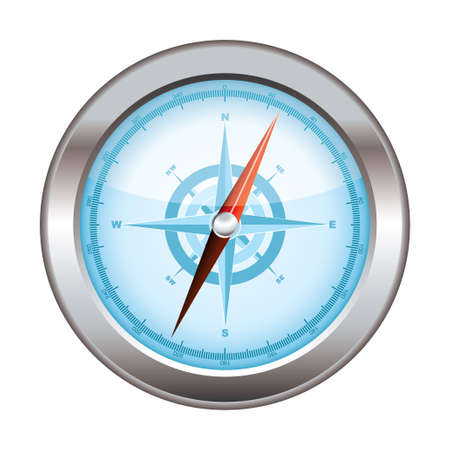 Blue icon symbol for a compass with silver dialの写真素材