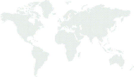 Illustrated abstract look at the world in different shades of blue and green circlesのeditorial素材