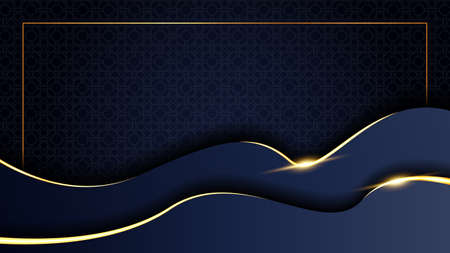Gold and blue luxury background in 3d styleのイラスト素材