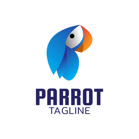 Illustration vector logo template of blue parrotのイラスト素材