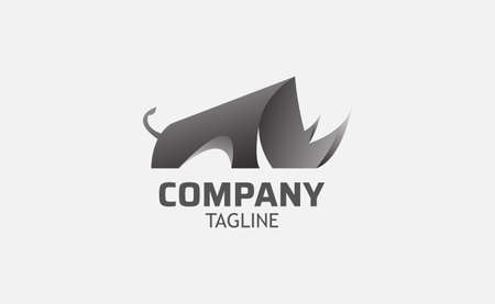 Illustration vector logo template of rhino with sharp hornのイラスト素材