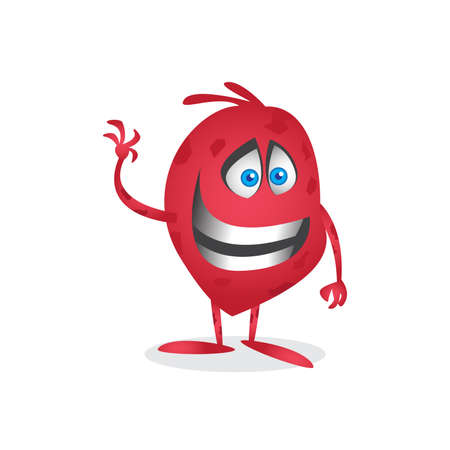 Waving hello cute cartoon monster character illustration Vector illustrationのイラスト素材