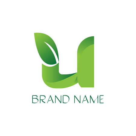 Initial letter U with leaf monogram vector logo templateのイラスト素材