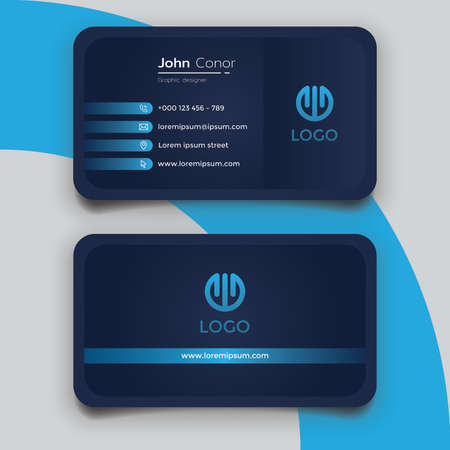 Elegant navy blue business card template. CMYK Modeのイラスト素材