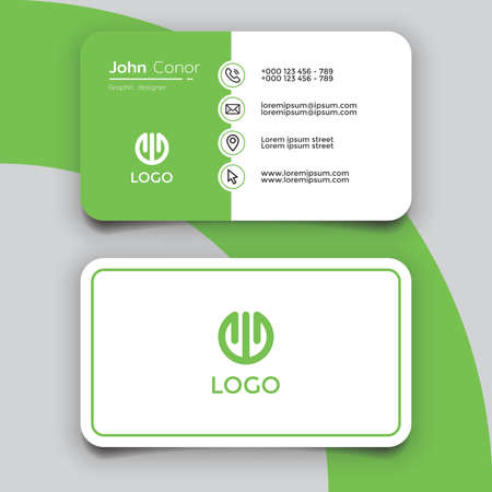 Minimalist green business card template. CMYK Modeのイラスト素材