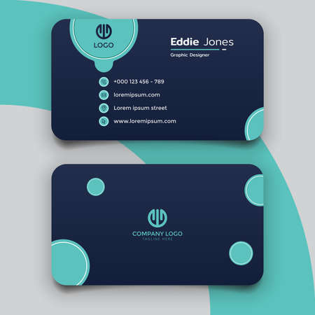 Creative navy business card template design. Stationery design name card vector template. CMYK Modeのイラスト素材