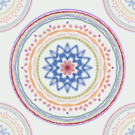 Vector Colorful mandala. Vector background. Ethnic decorative elements. Vintage Round Ornament.  Perfect decorative element for greeting cards or any other kind of design.のイラスト素材