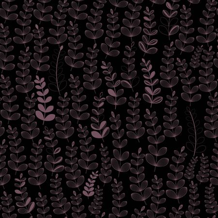 Vector Seamless Floral Pattern with Branch and Leaf. Retro Background. Design Element.のイラスト素材