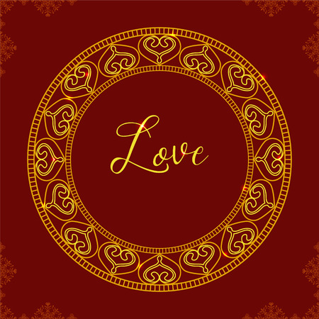Vector Frame. Glow mandala. Vector background. Ethnic decorative elements. Vintage Round Ornament Frame. Perfect decorative element for greeting cards or any other kind of design. St. Valentine's Day or Wedding Design.のイラスト素材