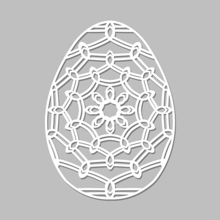 Vector Stencil lacy Easter egg with carved openwork pattern. 
Template for interior design, layouts invitations and 
cards, envelopes, decorative art objects.
Image suitable for laser cutting, plotter cutting or printing. 
Stock vectorのイラスト素材