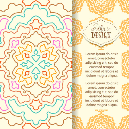 Ethnic design. Vector background. Vintage Ornament Pattern. The Greeting Card or Invitation.のイラスト素材