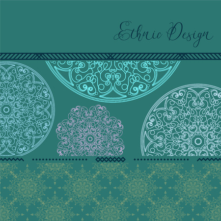 Ethnic design. Vector background. Vintage Ornament Pattern. The Greeting Card or Invitation. Decorative Elements for Card or any other kind of Design.のイラスト素材