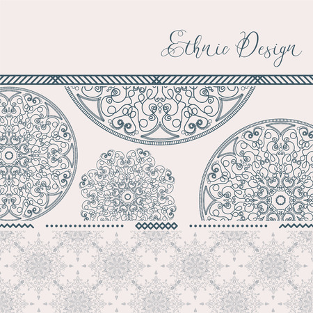 Ethnic design. Vector background. Vintage Ornament Pattern. The Greeting Card or Invitation. Decorative Elements for Card or any other kind of Design.のイラスト素材