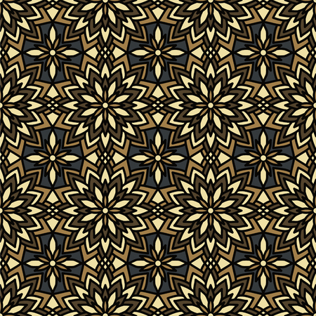 Vintage Color Geometric East Ornament Pattern. Islamic, Arabic, Indian, Bohemian, Gypsy, Persian, Ottoman Motifs, Kaleidoscope. Ethnic decorative element.のイラスト素材