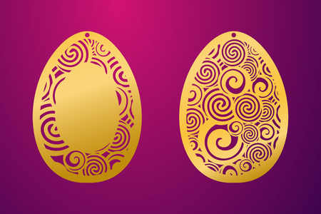 Ornamental easter egg with carved openwork swirl pattern.のイラスト素材