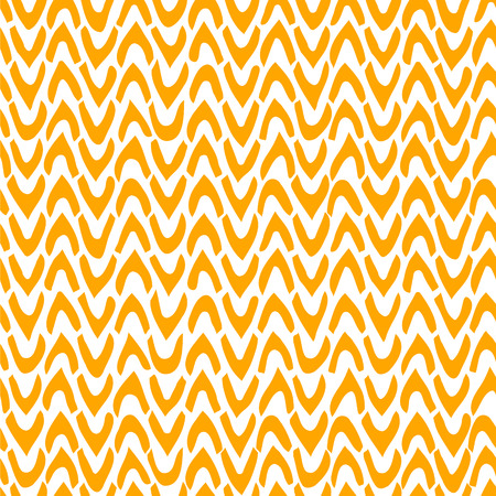 Vector Abstract seamless pattern with hand drawn chevron. Ticks with rough edges in orange bright color on white background. Trendy graphic design.のイラスト素材