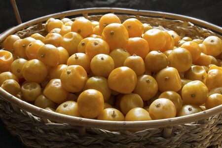 Fruit orange (Citrus Japonica Thunb) in basket.の写真素材