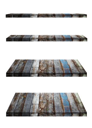 Wooden shelf template set isolated on white backgroundの写真素材