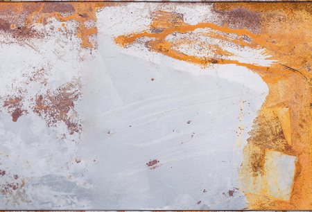 Old rusted galvanized metal sheet. Rusty surface caused by oxidation iron with orange and brown cracked color. For design work texture and background.の写真素材