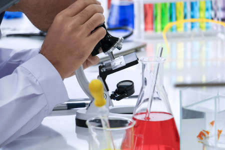 Fish research quality control in laboratory for study disease and Internal organs. Biotechnology science for product beautiful fish concept.の写真素材