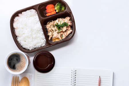 Food Delivery service: Express delivery concept for business ready meal food at home. Online order food form mobile on touch screen application for lifestyle in city.の写真素材