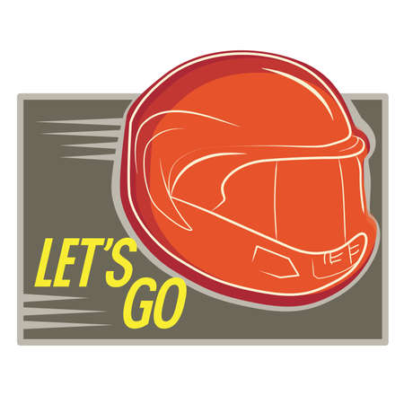 Helmet motorcycle for motor racing and bicycle sport, it is safety head protection. Vector icons for web design.のイラスト素材