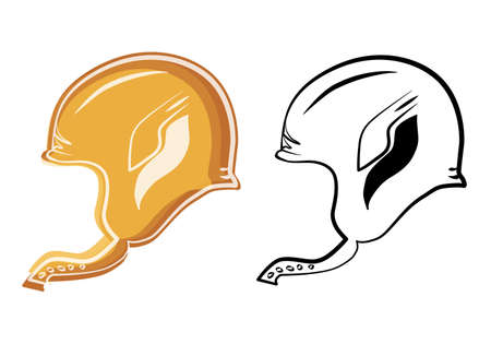 Helmet motorcycle for motor racing and bicycle sport, it is safety head protection. Vector icons for web design.のイラスト素材