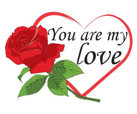 Design elements Valentine's day, February 14 for couples. Rose and heart giving receiving cute and sweet gifts for congratulations for greeting cards and birthday. Vector illustration design.のイラスト素材