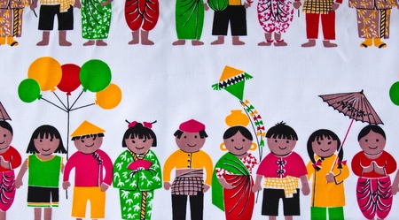 Cartoon on the fabric.の写真素材