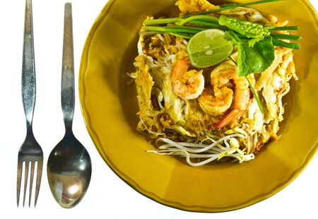 Shrimp Pad Thai, Thai food.の写真素材