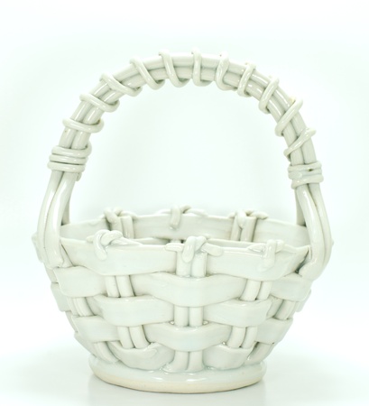 Ceramic basket on a white background.の写真素材