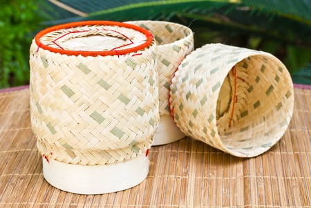 box made of bamboo in thailand.の写真素材