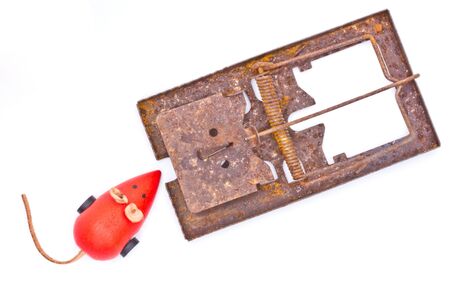 Old Mousetrap on a white background.の写真素材