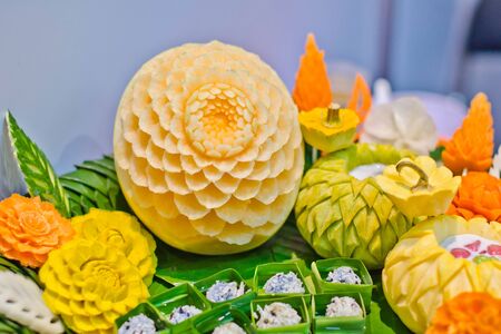 Watermelon Carving in Southeast Asia.の写真素材