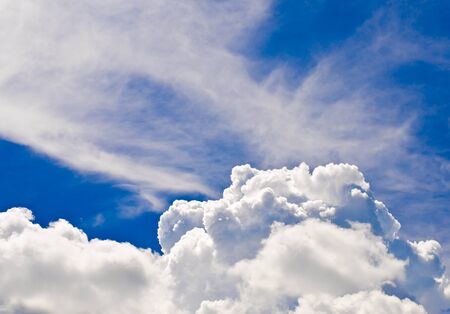 White clouds with blue sky in summer の写真素材