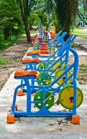 Exercise equipment in public park.の写真素材