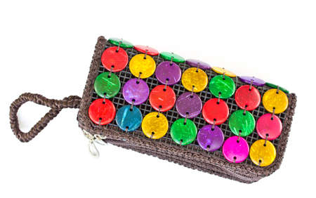 colorful bag made of natural materials on a white 