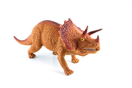 Triceratops dinosaurs toy isolated on whiteの写真素材