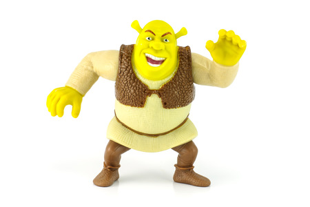 Bangkok,Thailand - May 13 2014  Sherk fugure toy  There are plastic toy sold as part of the McDonald