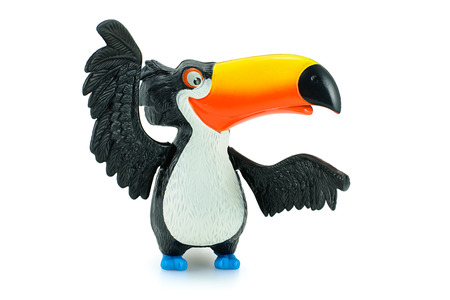 Bangkok,Thailand - February 24, 2015: Rafael toco toucan bird toy character form RIO animation film. There are plastic toy sold as part of the McDonaldのeditorial素材