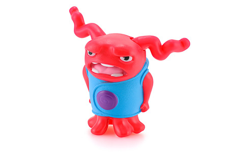 Bangkok,Thailand - March 21, 2015: Shaking OH red alien toy character from Dreamworks HOME animation movie. There are plastic toy sold as part of the McDonald's Happy meals.のeditorial素材