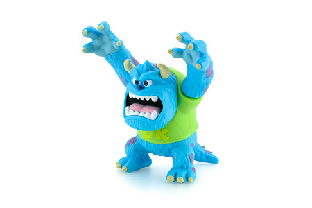 Bangkok,Thailand - March 19, 2015: Scarers James P. Sullivan Sulley figure toy character from Monsters University movie by Disney Pixar animation studio.のeditorial素材