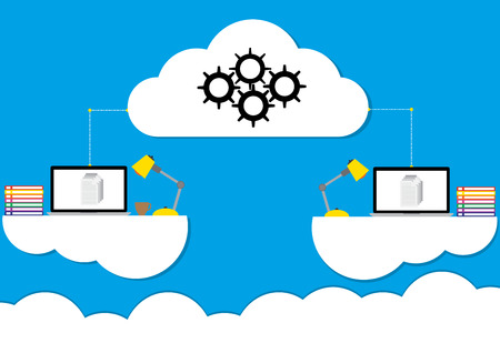 Cloud computing concept design working anywhere anytime a modern business information technology...