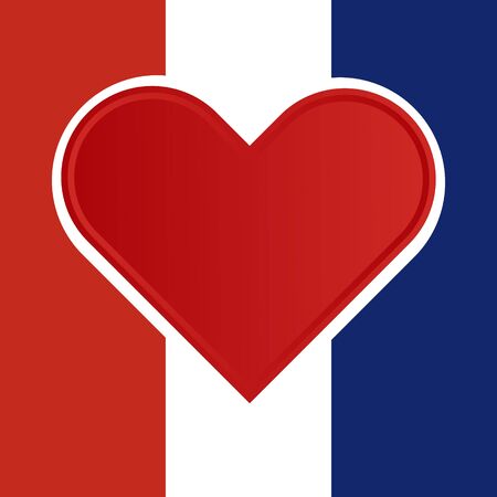 Red hart inside a national flag of france with Pray for France concept. illustration design.のイラスト素材