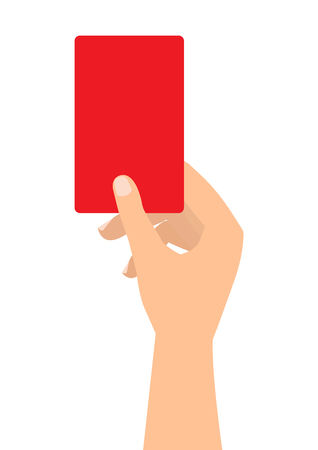 Football soccer referee hand with red card on white background.のイラスト素材